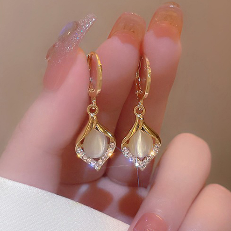 1 Pair Simple Style Commute Geometric Inlay Alloy Zircon Drop Earrings display picture 2