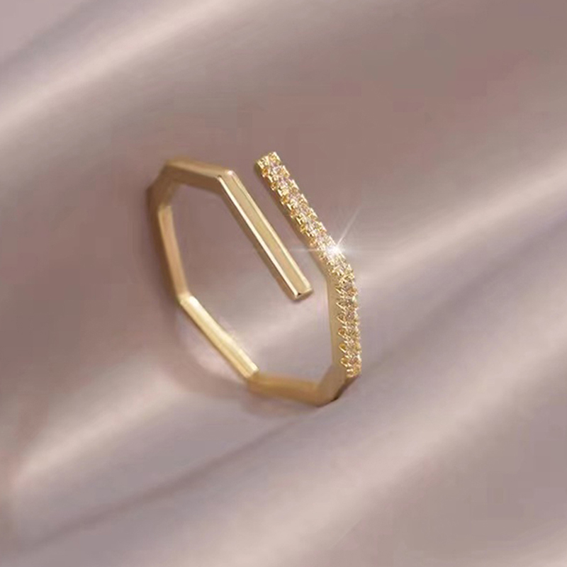 Wholesale Simple Style Geometric Stainless Steel Zircon Open Ring display picture 2
