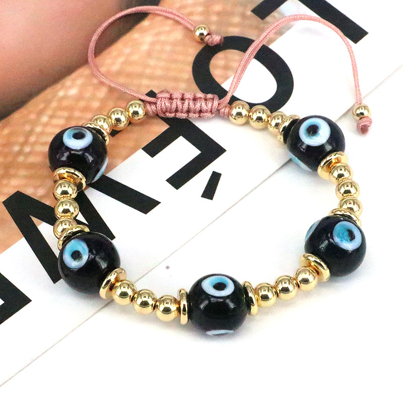 Classical Ethnic Style Simple Style Round Devil's Eye Glass Copper Wholesale Bracelets display picture 7
