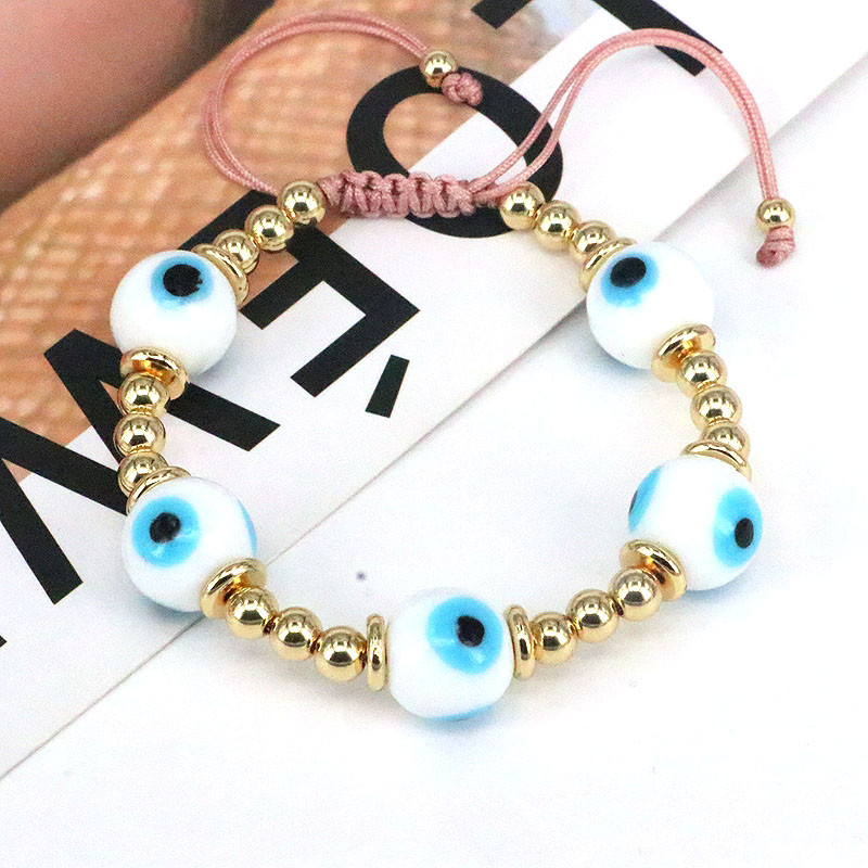 Classical Ethnic Style Simple Style Round Devil's Eye Glass Copper Wholesale Bracelets display picture 4