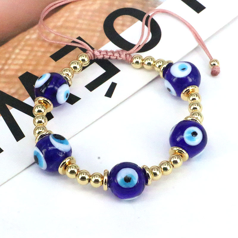 Classical Ethnic Style Simple Style Round Devil's Eye Glass Copper Wholesale Bracelets display picture 2