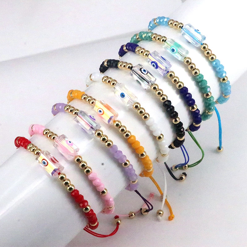 Élégant Vacances Style Simple L'oeil Du Diable Carré Cristal Le Cuivre De Gros Bracelets display picture 9