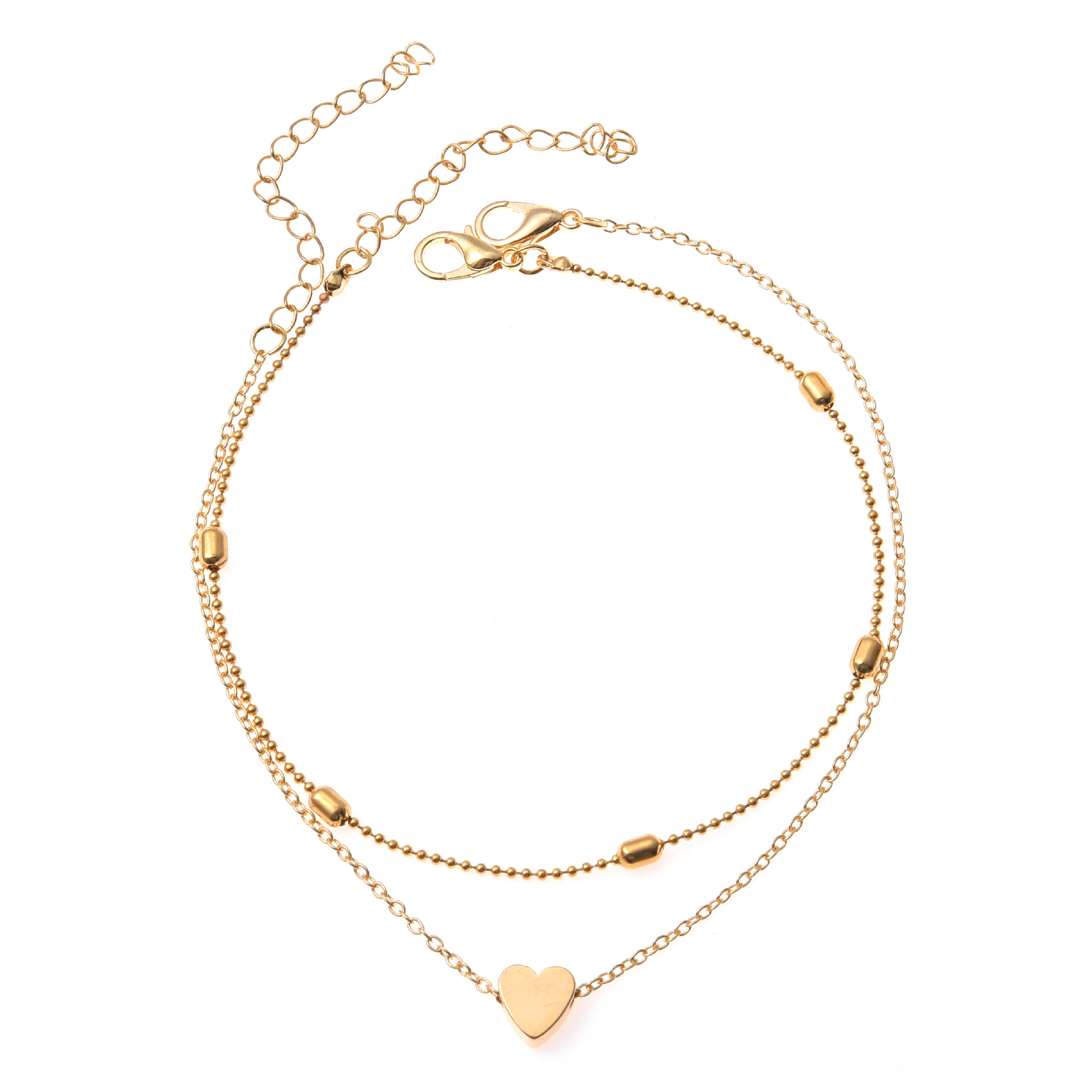 Simple Style Round Heart Shape Gold Plated Silver Plated Imitation Pearl Alloy Wholesale Anklet display picture 4