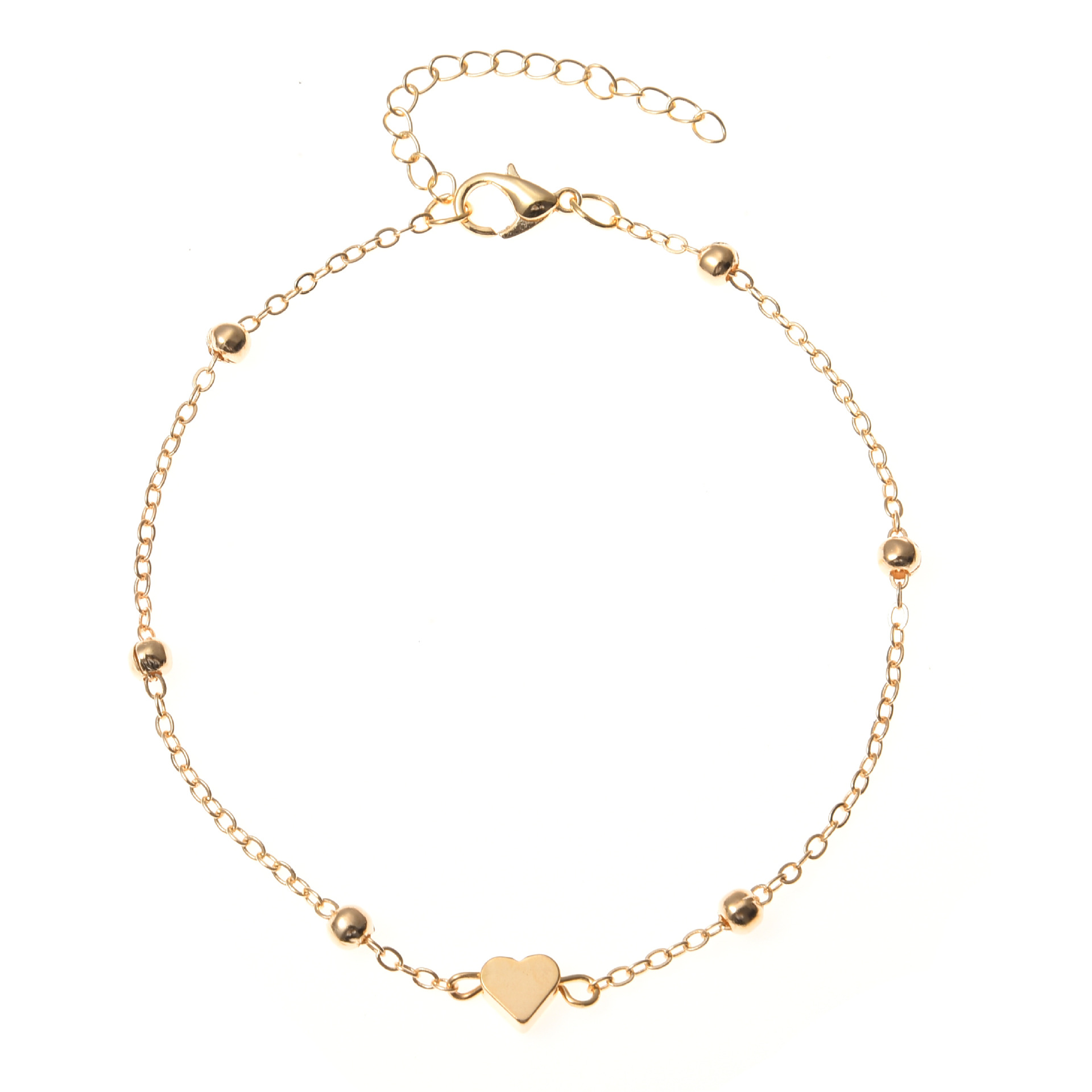 Simple Style Round Heart Shape Gold Plated Silver Plated Imitation Pearl Alloy Wholesale Anklet display picture 8