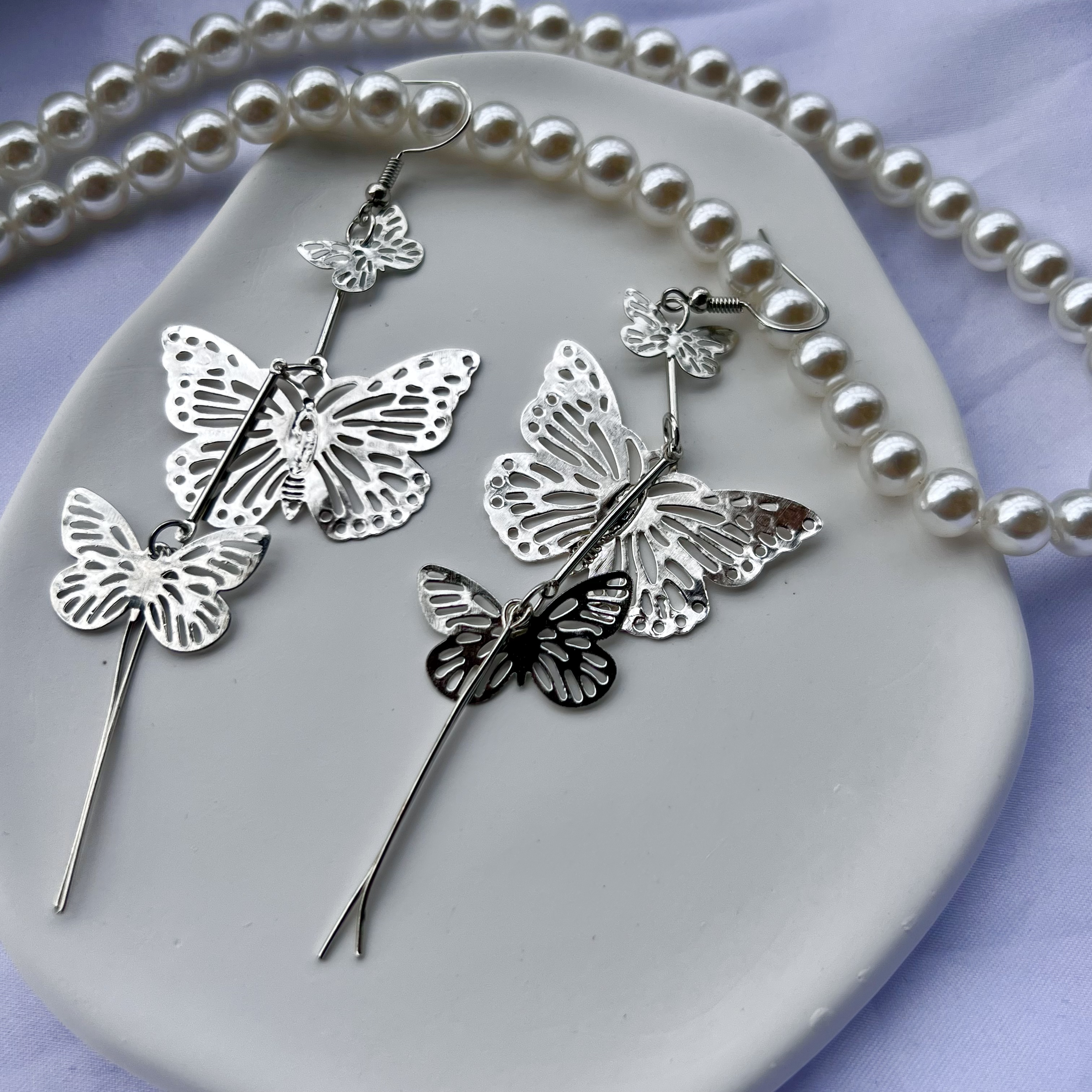 Bijoux En Gros 1 Paire Style Vintage Papillon Métal Plaqué Or Plaqué Argent Boucles D'oreilles display picture 1