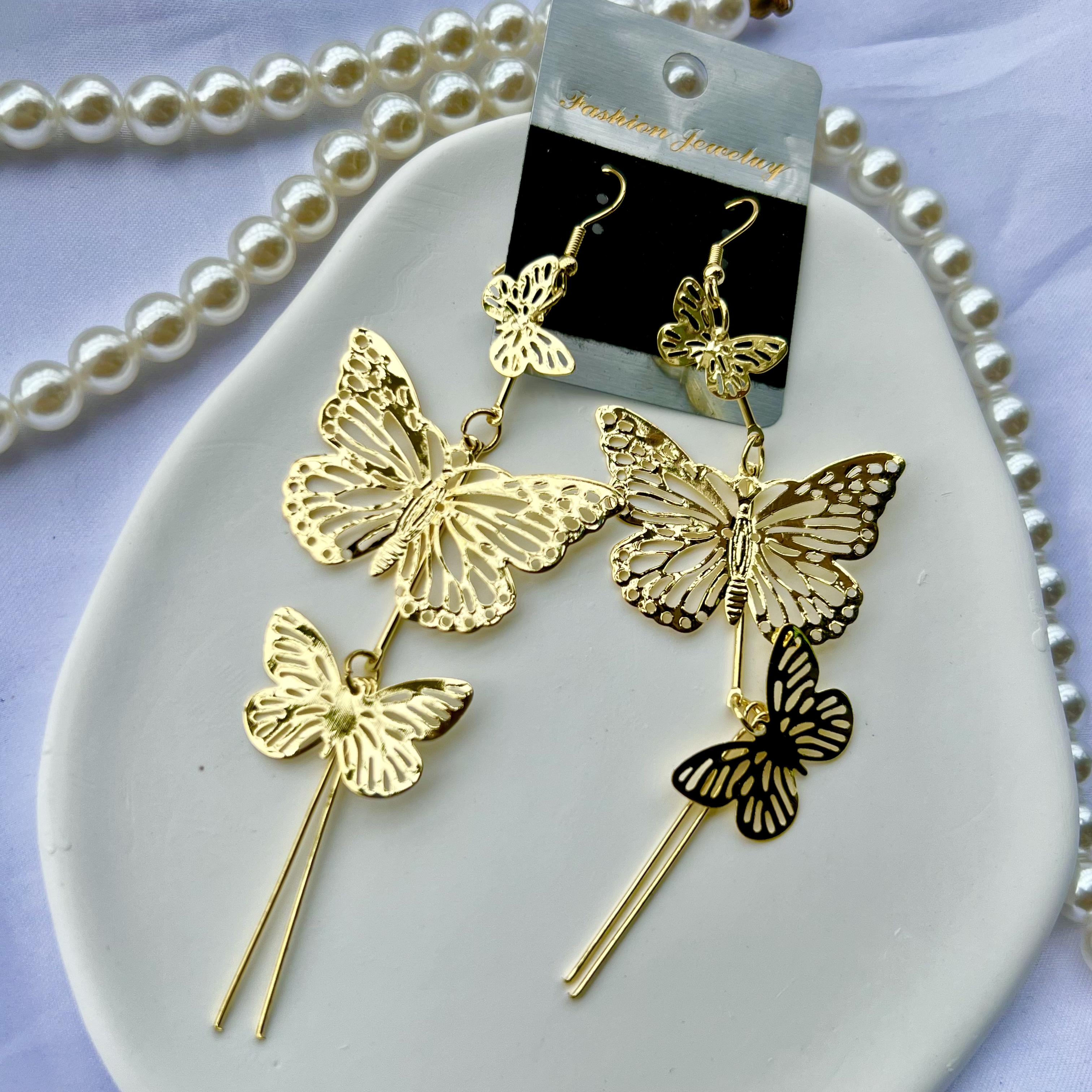 Wholesale Jewelry 1 Pair Vintage Style Butterfly Metal Gold Plated Silver Plated Drop Earrings display picture 2