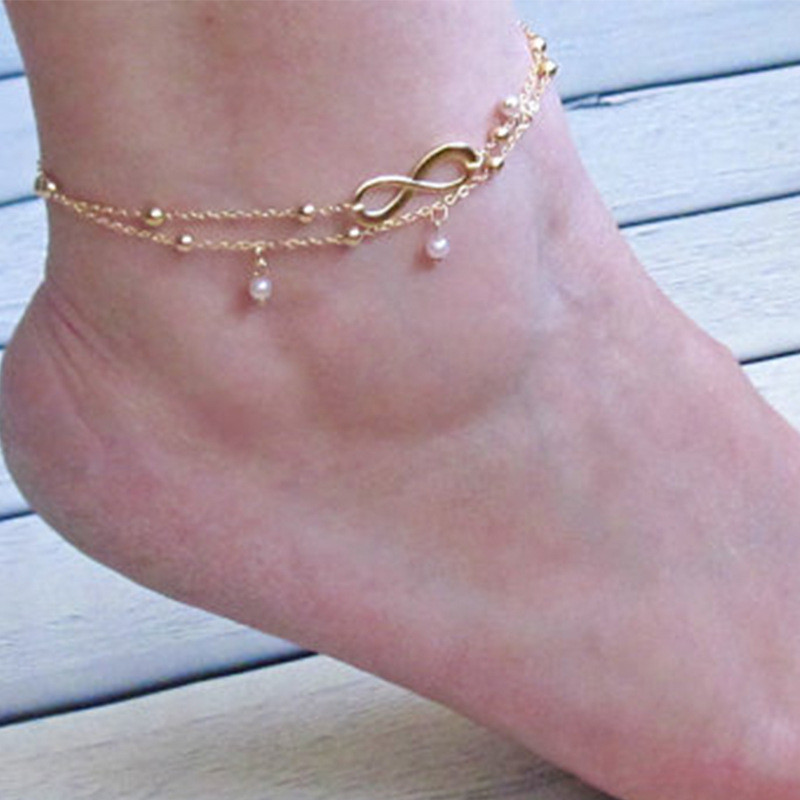 Simple Style Animal Cross Moon Gold Plated Silver Plated Imitation Pearl Alloy Wholesale Anklet display picture 15