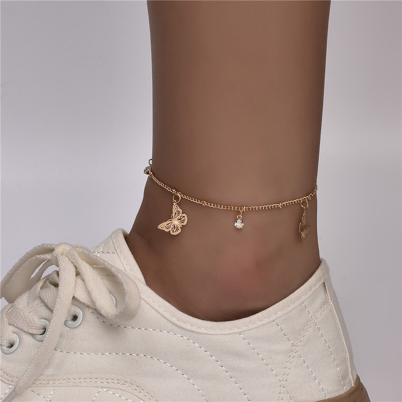Simple Style Animal Cross Moon Gold Plated Silver Plated Imitation Pearl Alloy Wholesale Anklet display picture 11