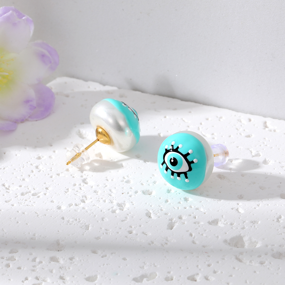 Wholesale Jewelry 1 Pair Funny Devil's Eye Eye Eye Artificial Pearl Ear Studs display picture 7