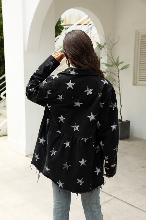Women's Casual Star Single Breasted Coat Casual Jacket display picture 1