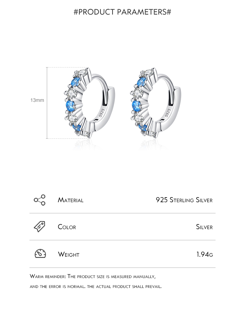 1 Pair Sweet Round Sterling Silver Plating Inlay Zircon Rhodium Plated Earrings display picture 3