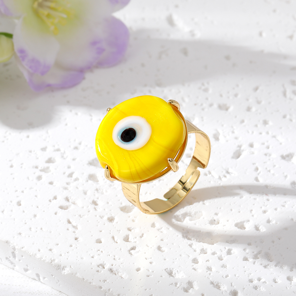 Simple Style Devil's Eye Glass Copper Rings display picture 6