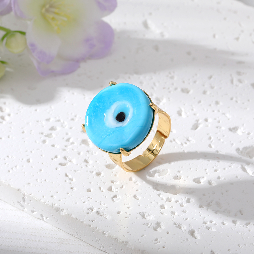 Simple Style Devil's Eye Glass Copper Rings display picture 7