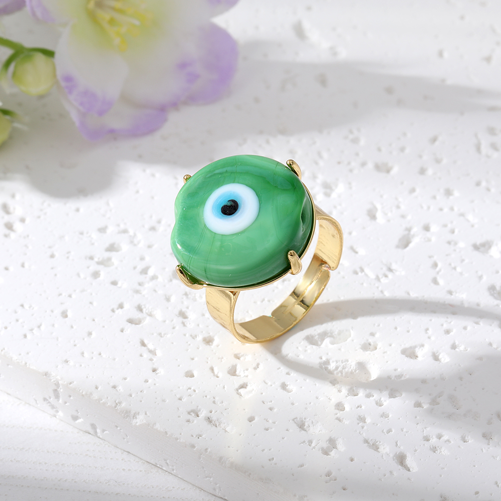Simple Style Devil's Eye Glass Copper Rings display picture 3