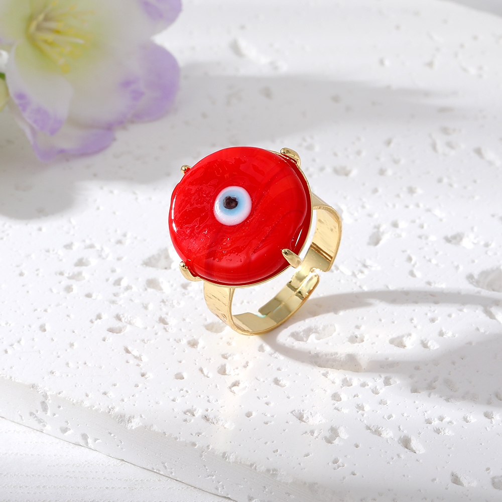 Simple Style Devil's Eye Glass Copper Rings display picture 5