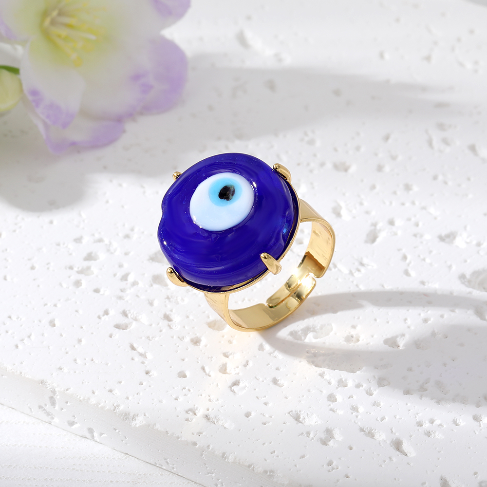 Simple Style Devil's Eye Glass Copper Rings display picture 4
