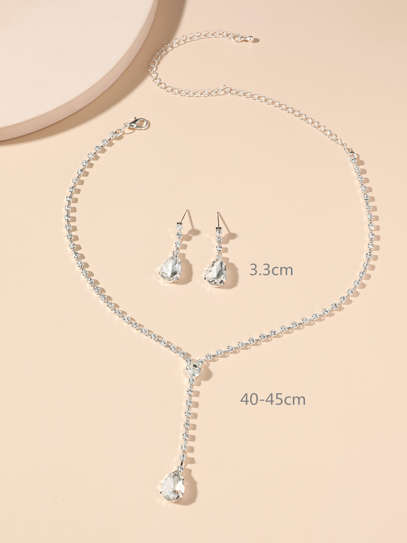 Shiny Geometric Water Droplets Alloy Inlay Crystal Women's Earrings Necklace display picture 7