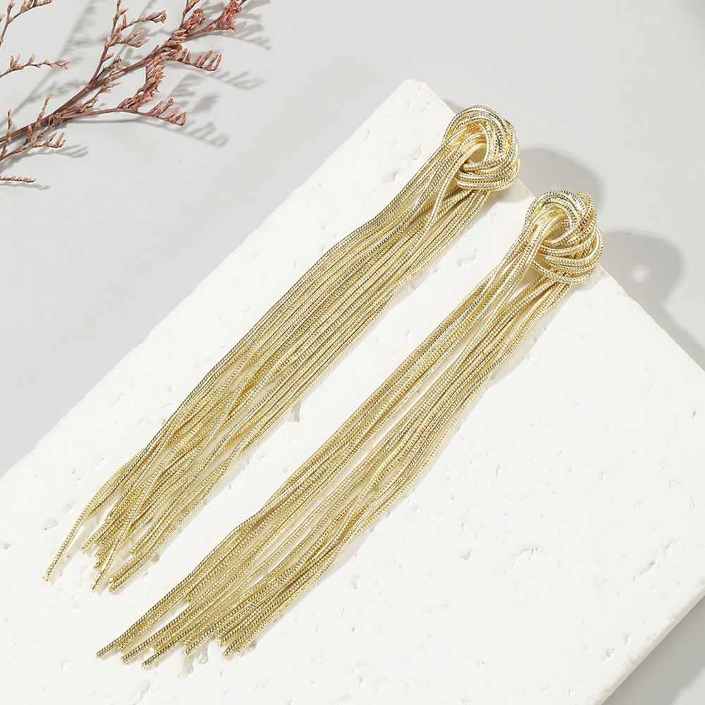 1 Pair Ins Style Tassel Knot Alloy Drop Earrings display picture 1