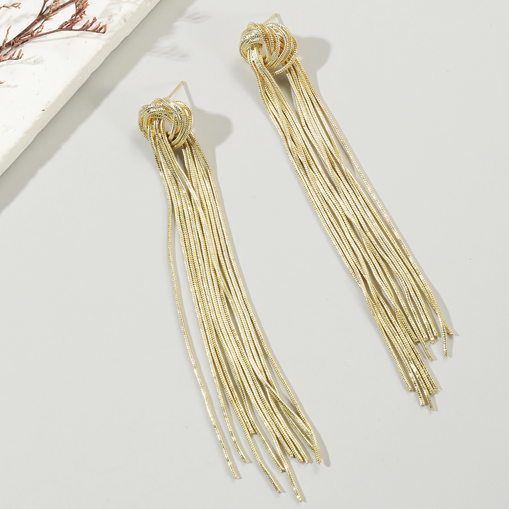 1 Pair Ins Style Tassel Knot Alloy Drop Earrings display picture 4