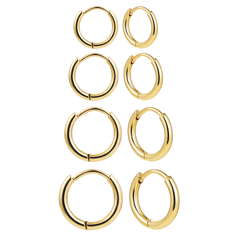 1 Pair Classic Style Solid Color Plating Stainless Steel Gold Plated Silver Plated Hoop Earrings display picture 22