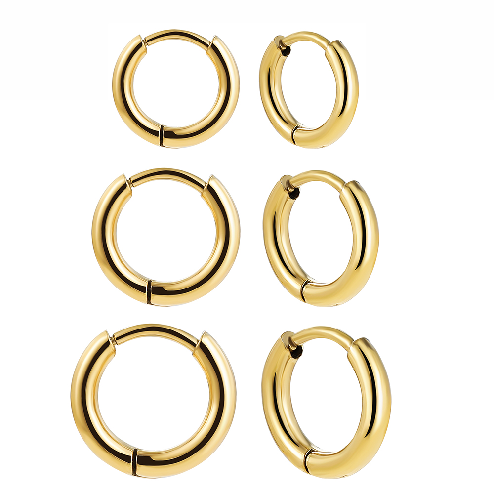 1 Pair Classic Style Solid Color Plating Stainless Steel Gold Plated Silver Plated Hoop Earrings display picture 26