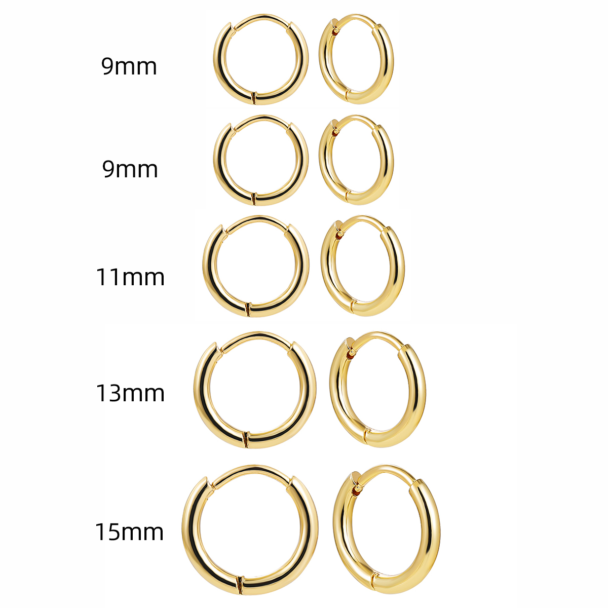 1 Paar Klassischer Stil Einfarbig Überzug Rostfreier Stahl Vergoldet Versilbert Reif Ohrringe display picture 24