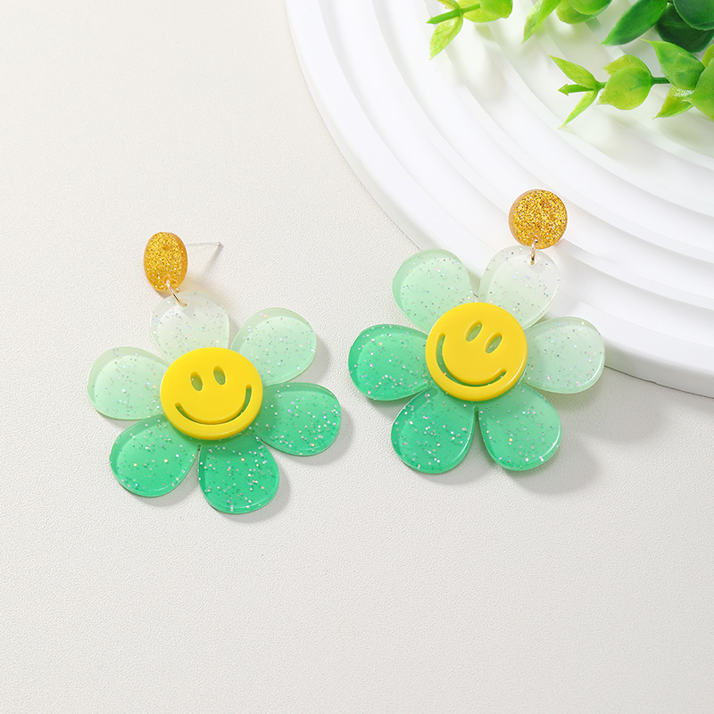 Wholesale Jewelry 1 Pair Cute Novelty Shiny Smiley Face Flower Arylic Earrings display picture 6