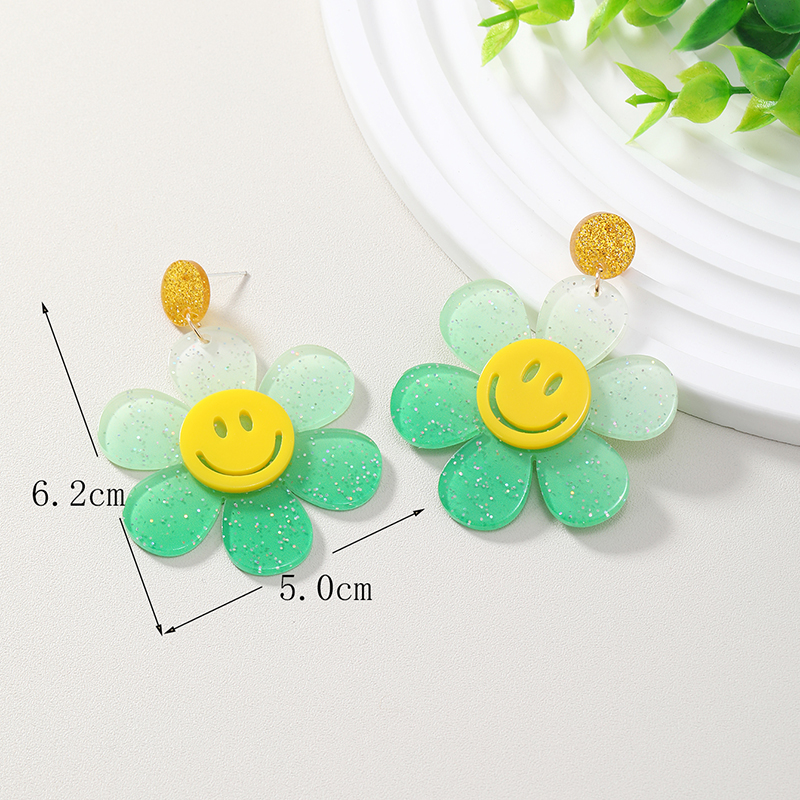 Wholesale Jewelry 1 Pair Cute Novelty Shiny Smiley Face Flower Arylic Earrings display picture 5