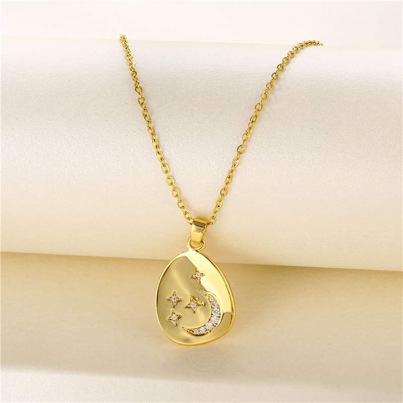 Stainless Steel Titanium Steel 18K Gold Plated Artistic Plating Inlay Geometric Circle Flower Zircon Pendant Necklace display picture 15