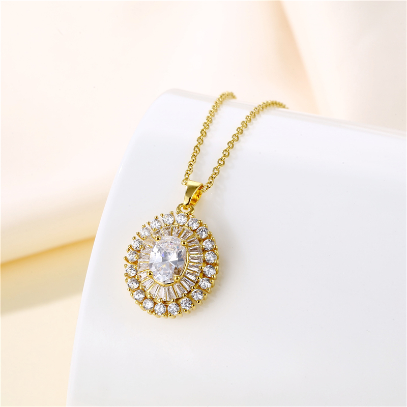 Stainless Steel Titanium Steel 18K Gold Plated Artistic Plating Inlay Geometric Circle Flower Zircon Pendant Necklace display picture 28