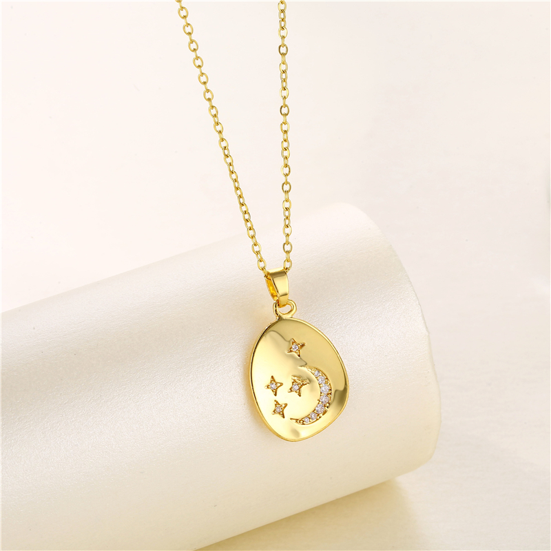 Stainless Steel Titanium Steel 18K Gold Plated Artistic Plating Inlay Geometric Circle Flower Zircon Pendant Necklace display picture 16