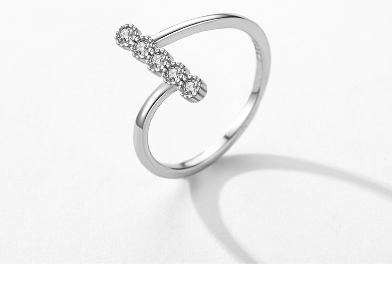 Élégant Géométrique En Argent Sterling Placage Incrustation Zircon Rhodium Plaqué Anneaux display picture 7