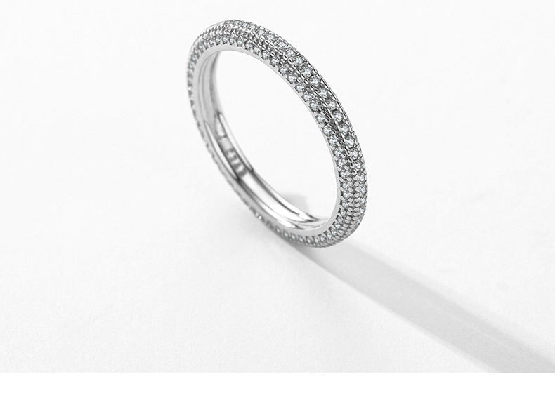 Ins Style Round Sterling Silver Plating Inlay Zircon Rhodium Plated Rings display picture 7