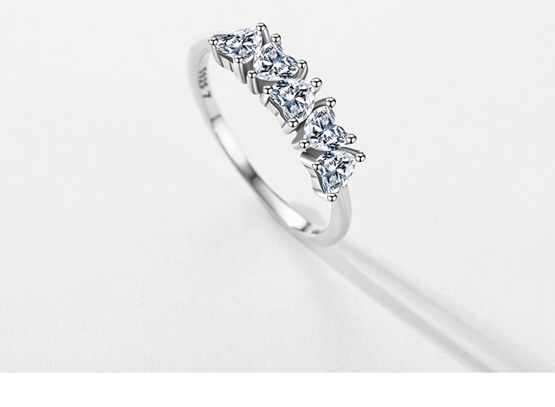 Ins Style Heart Shape Sterling Silver Plating Inlay Zircon Rhodium Plated Rings display picture 7