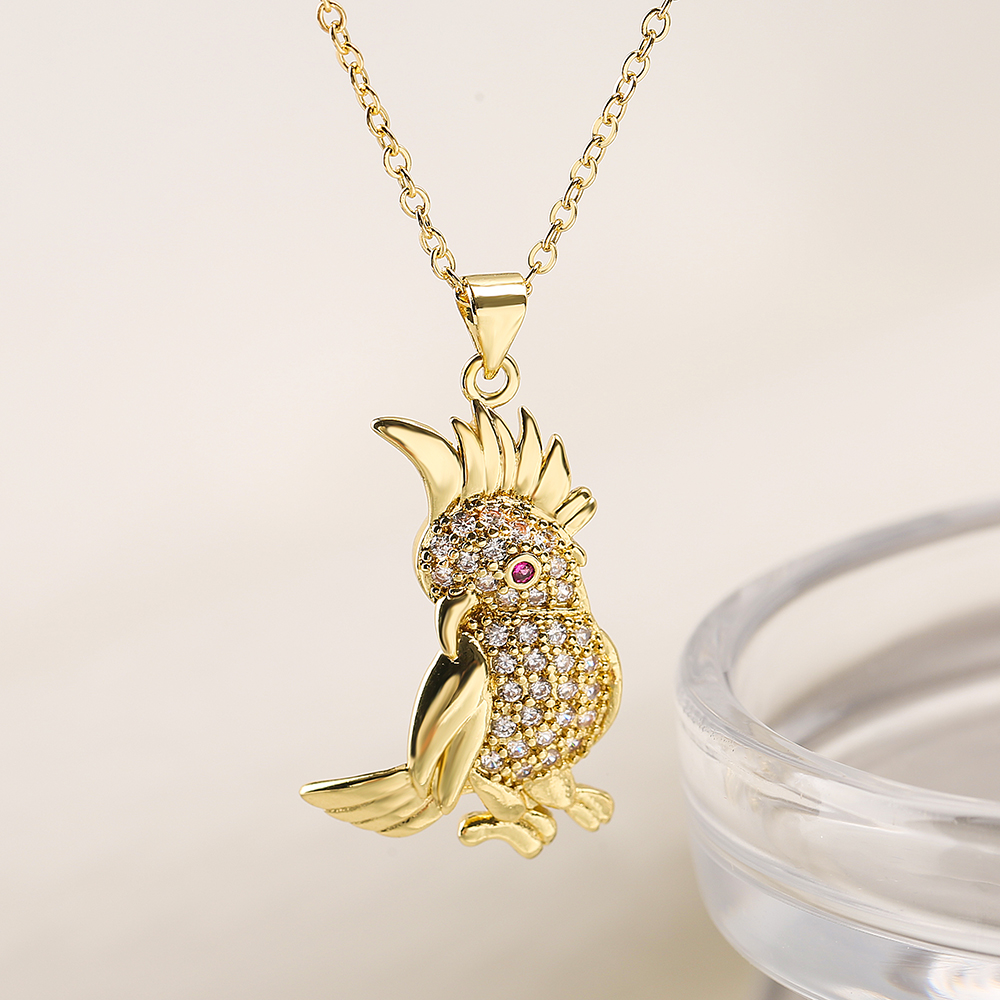 Ins Style Bird Copper Plating Inlay Zircon 18k Gold Plated Pendant Necklace display picture 7