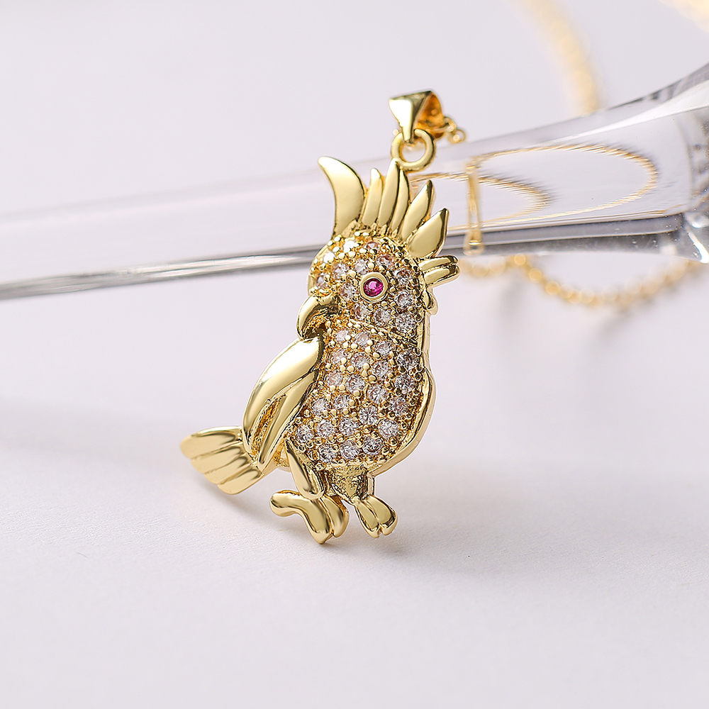 Ins Style Bird Copper Plating Inlay Zircon 18k Gold Plated Pendant Necklace display picture 2