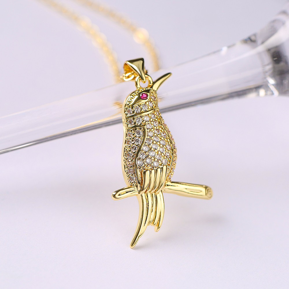 Ins Style Bird Copper Plating Inlay Zircon 18k Gold Plated Pendant Necklace display picture 6