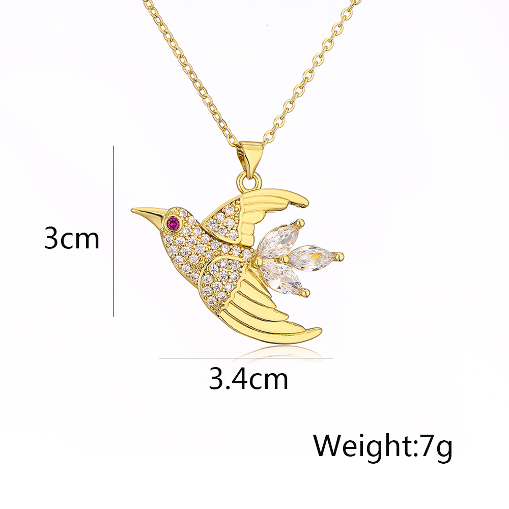 Style Ins Oiseau Le Cuivre Placage Incruster Zircon Plaqué Or 18k Pendentif display picture 1