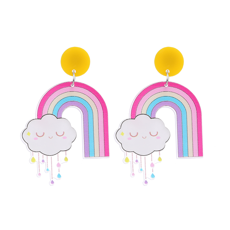 Wholesale Jewelry 1 Pair Cute Clouds Rainbow Arylic Drop Earrings display picture 4