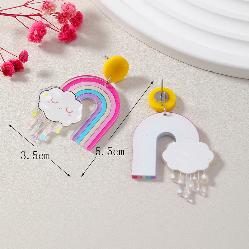 Wholesale Jewelry 1 Pair Cute Clouds Rainbow Arylic Drop Earrings display picture 5