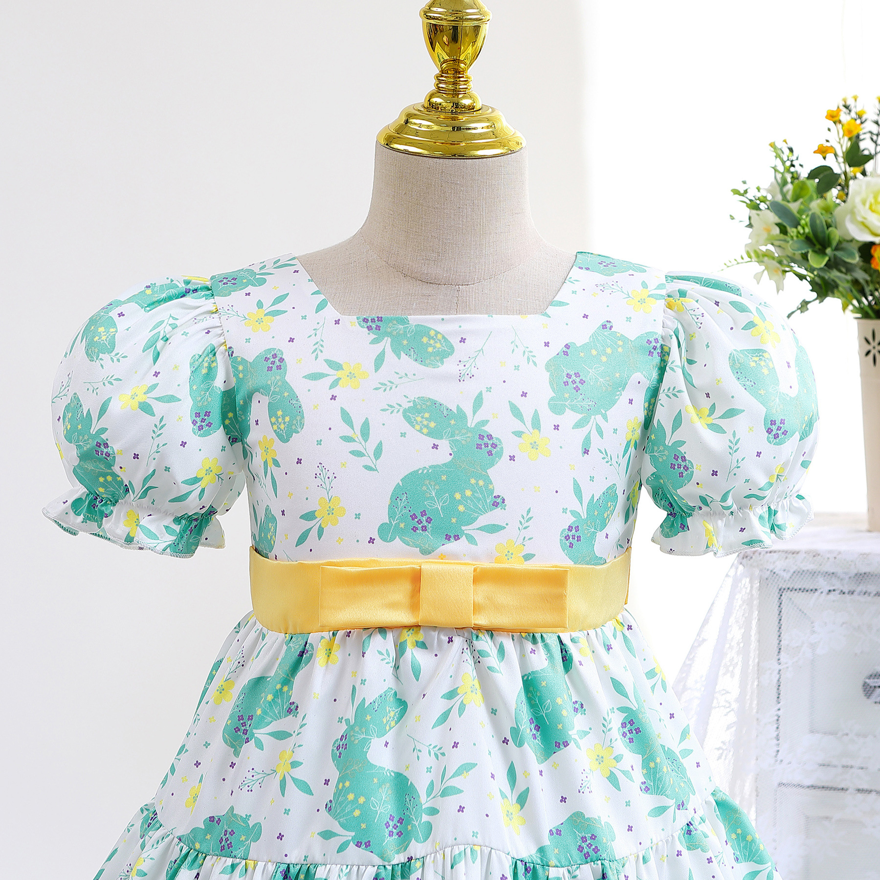 Cute Rabbit Bowknot Polyester Girls Dresses display picture 3