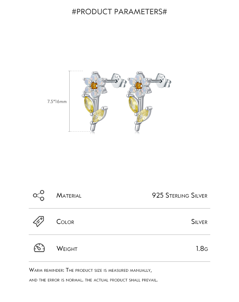 1 Pair Elegant Flower Sterling Silver Plating Inlay Crystal Zircon Rhodium Plated Ear Studs display picture 4