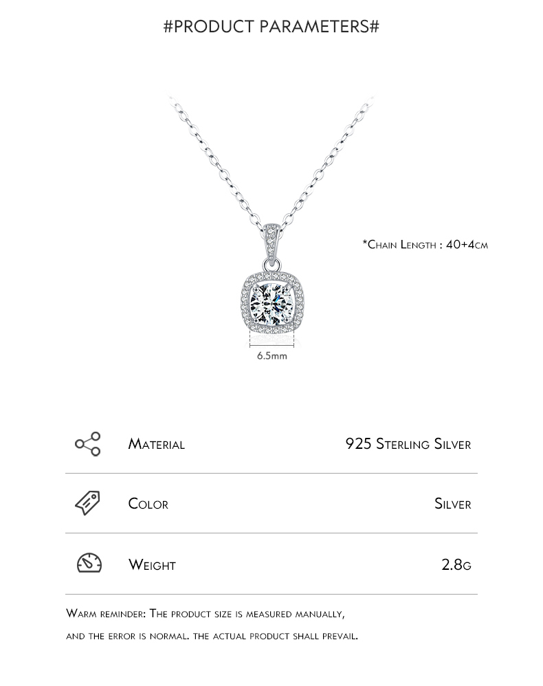 Luxurious Square Sterling Silver Plating Inlay Zircon Rhodium Plated Pendant Necklace display picture 4