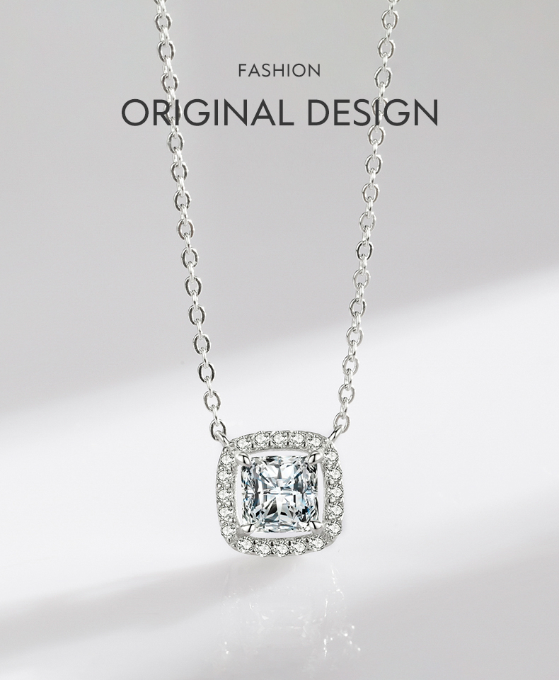 Style Simple Carré Argent Sterling Placage Incruster Zircon Plaqué Rhodium Pendentif display picture 1