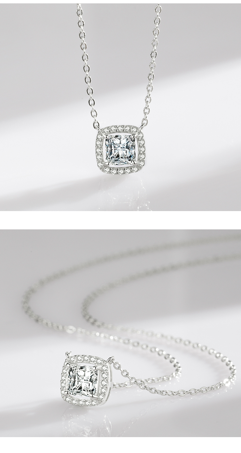 Style Simple Carré Argent Sterling Placage Incruster Zircon Plaqué Rhodium Pendentif display picture 6