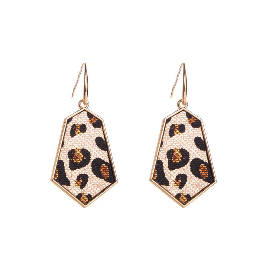 1 Pair Elegant Geometric Leopard Plating Inlay Alloy Artificial Leather Gold Plated Ear Hook display picture 9