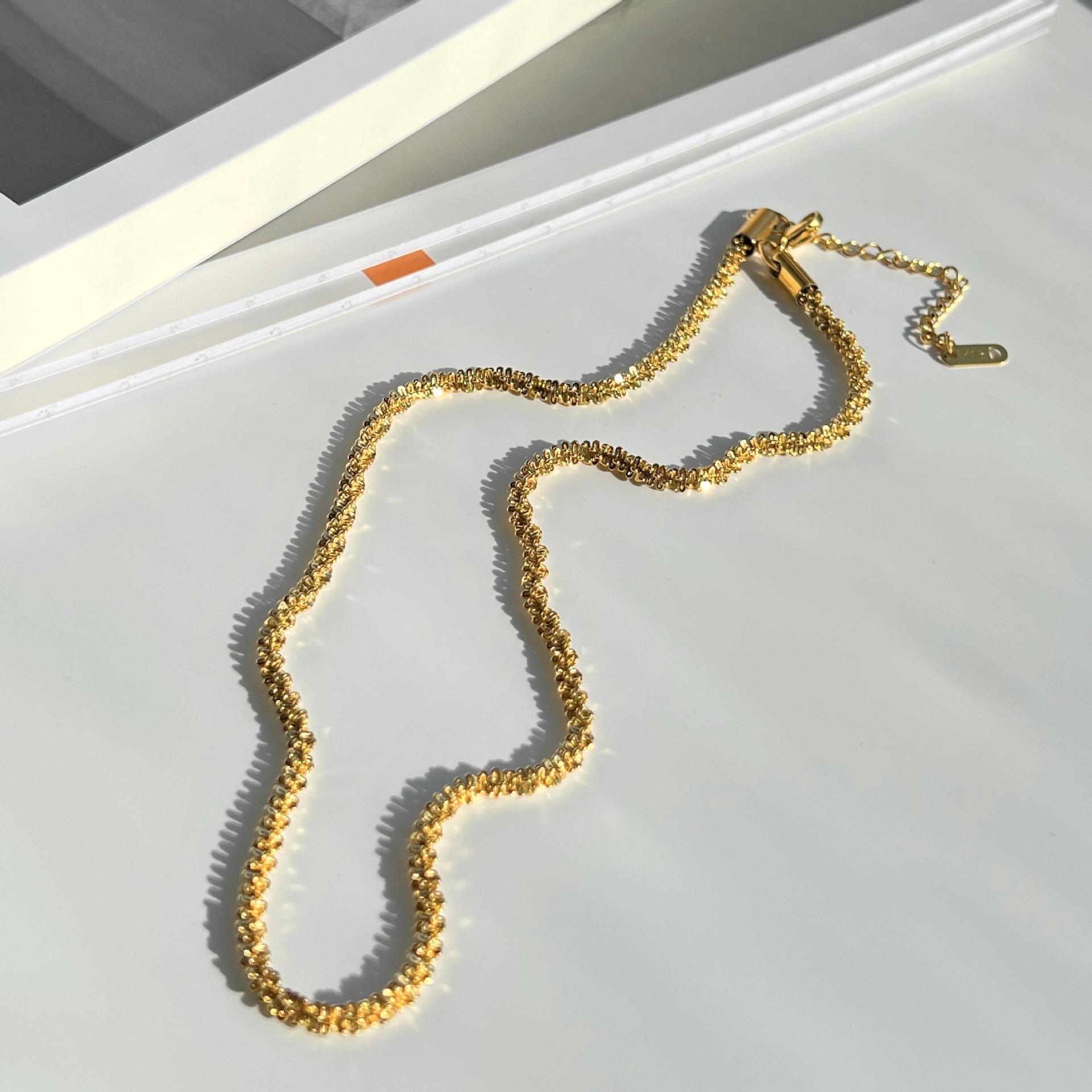 Einfacher Stil Einfarbig Rostfreier Stahl Inlay 18 Karat Vergoldet Halskette display picture 4