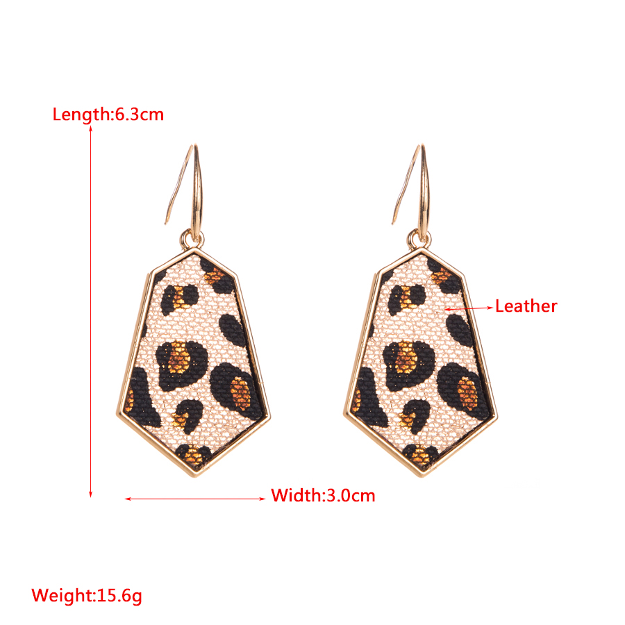 1 Pair Elegant Geometric Leopard Plating Inlay Alloy Artificial Leather Gold Plated Ear Hook display picture 1