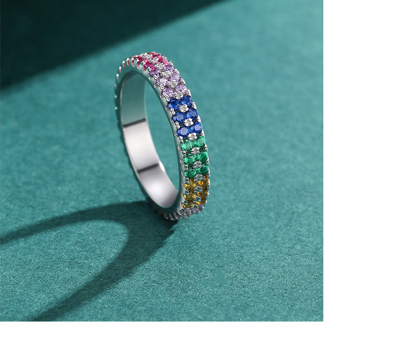 Romantique Arc-en-ciel En Argent Sterling Placage Incrustation Zircon Rhodium Plaqué Anneaux display picture 8