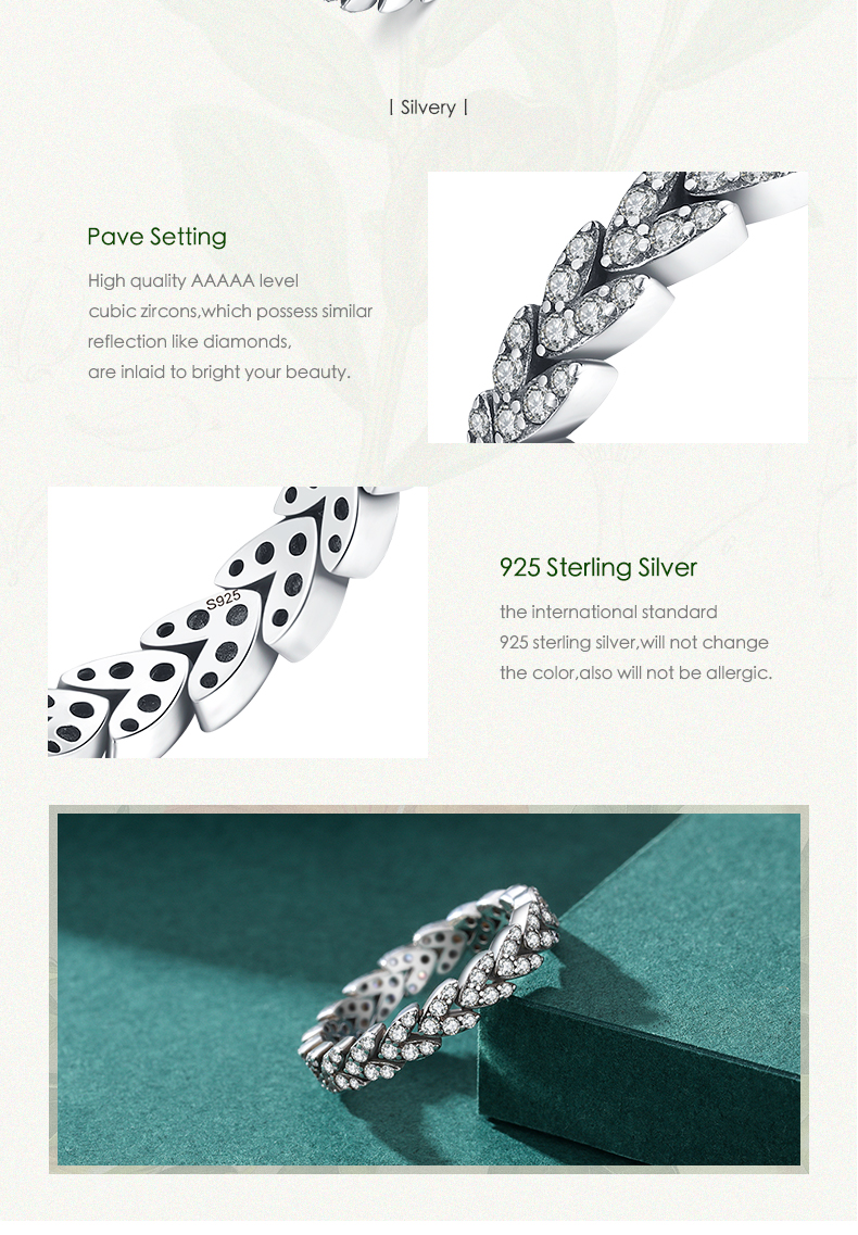 Retro Leaves Sterling Silver Plating Inlay Zircon Silver Plated Rings display picture 6